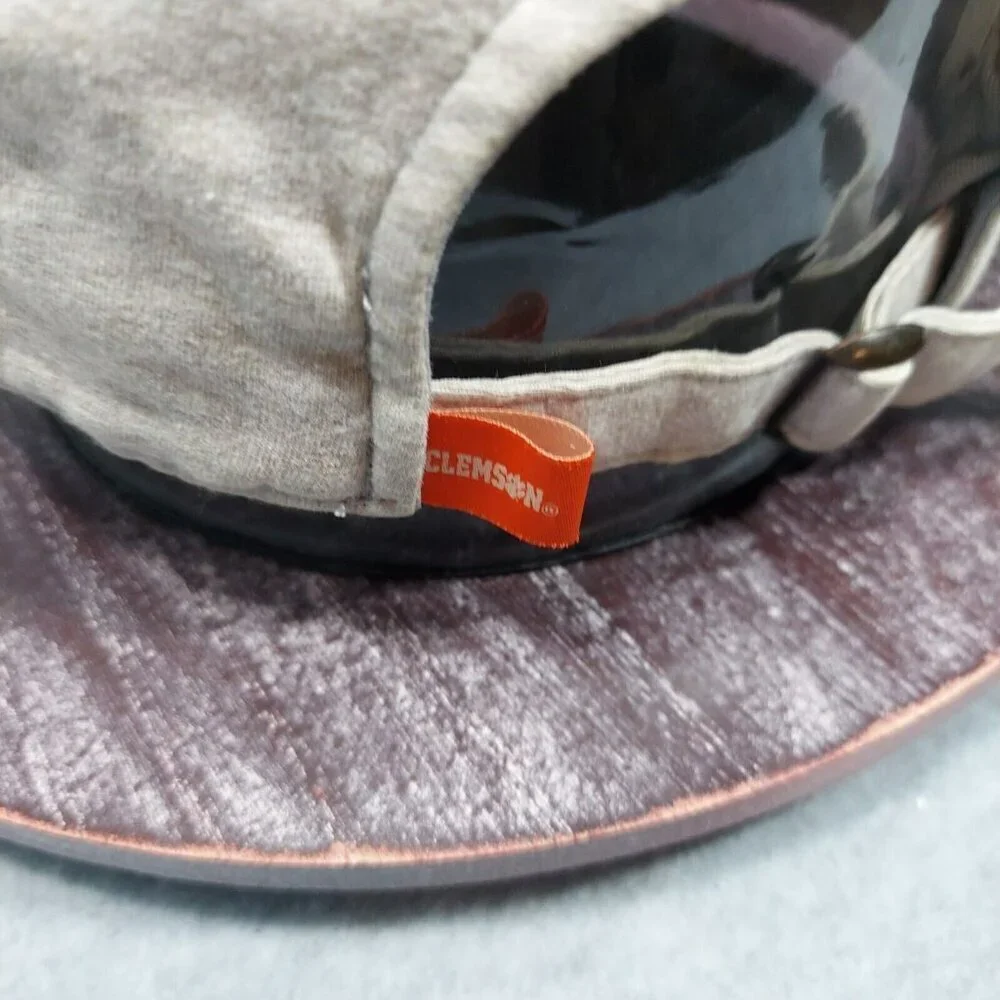 Gray Clemson Tiger Paw Hat Adjustable College Football Discolor on Strap